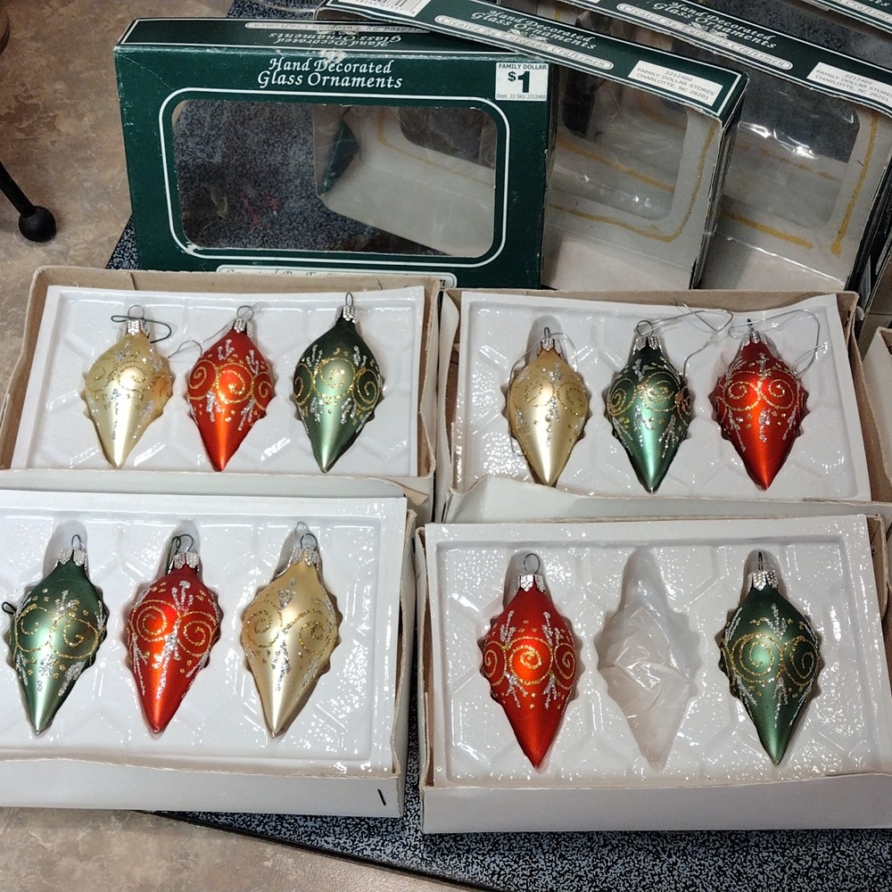 Vintage Hand Decorated Glass Ornaments